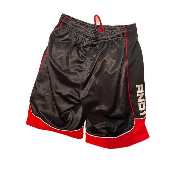 AND1 Red Black Basketball Shorts Mens S - Picture 2 of 3